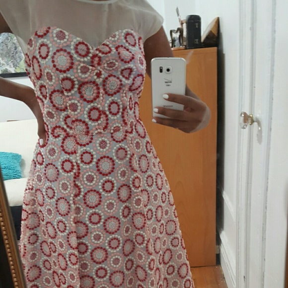 Betsey Johnson sheer pink/red circles dress