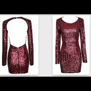 Backless Red sequin party dress