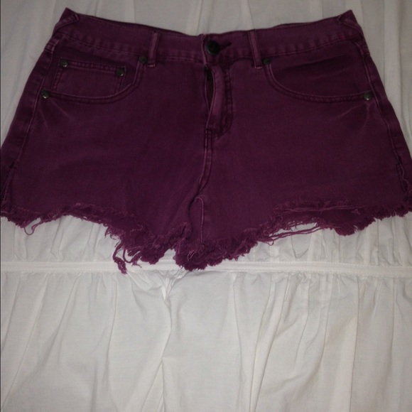 Maroon denim shorts