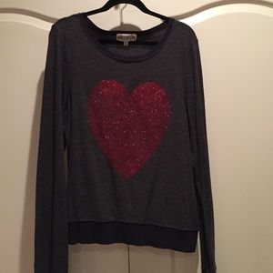 Wildfox sparkle heart sweater