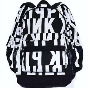 Black and White PINK Logo Backpack