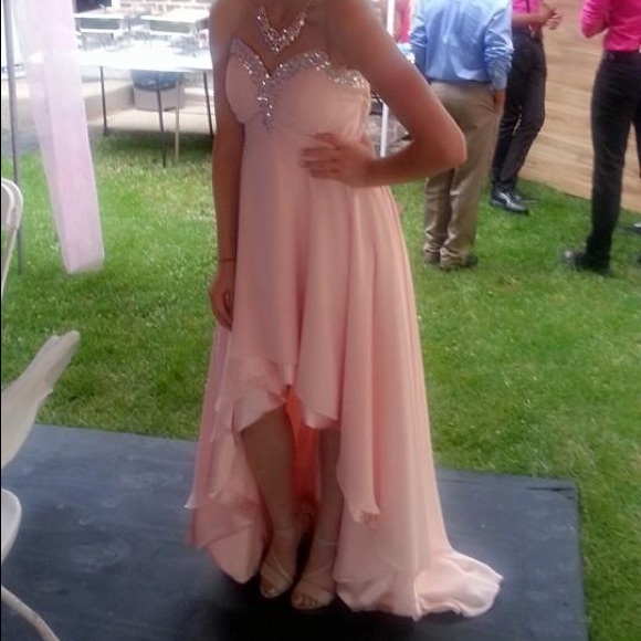 High low pink prom dress