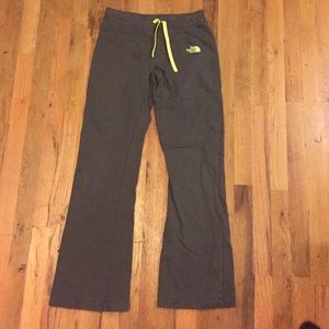 The North Face Gray and Neon Yellow Logo Sweats