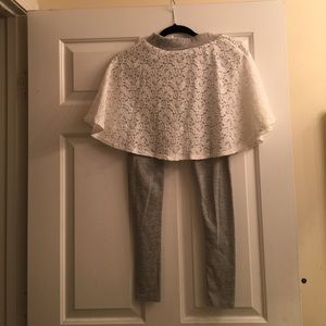 Grey Leggings with lace dress.!