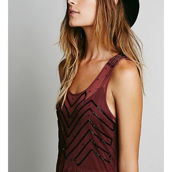 ❌SOLD❌Free People Embellished Slip in Plum (C) - Picture 3 of 4