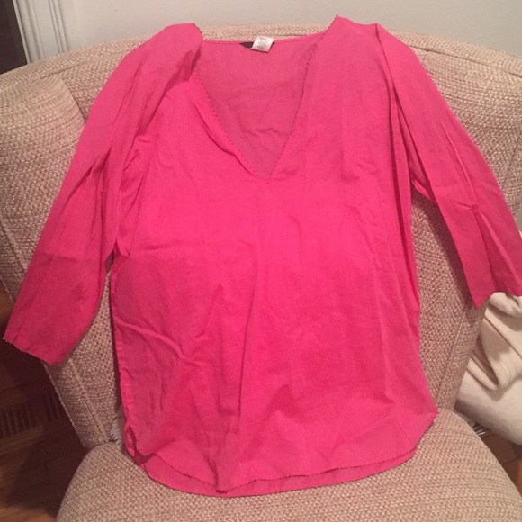 🚫NO TRADES🚫 J.Crew medium pink tunic w/ beading - Picture 1 of 2