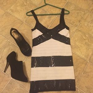 Knit Black & White Dress