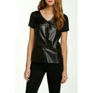 Faux Leather Sheer Top