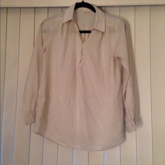 **SALE** ivory color shirt with roll-up hem