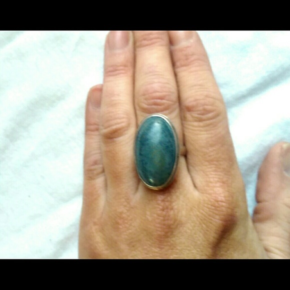 ❌SOLD Rare Vintage Blue Sponge Coral Sterling Ring - Picture 2 of 4