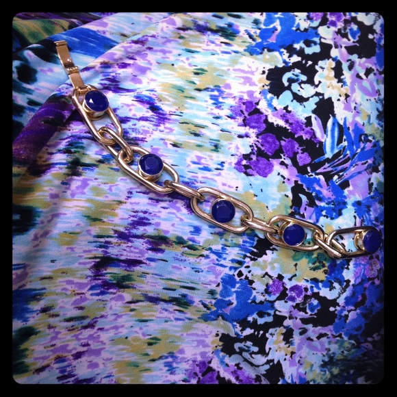 Kate Spade Gold Chain Link Bracelet w/Blue Accents