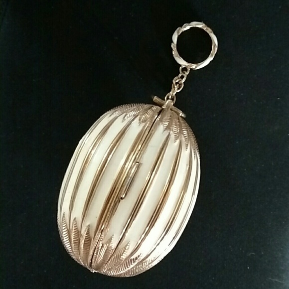 Ciner Gilt and White Enamel Minaudiere