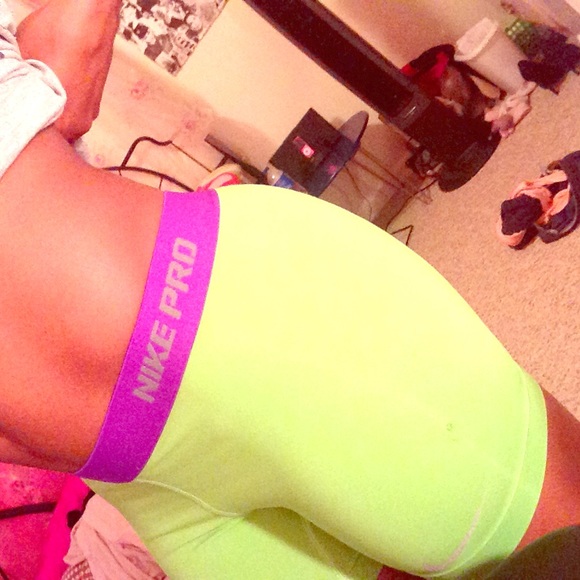 GREEN/PURPLE Nike Pro compression shorts