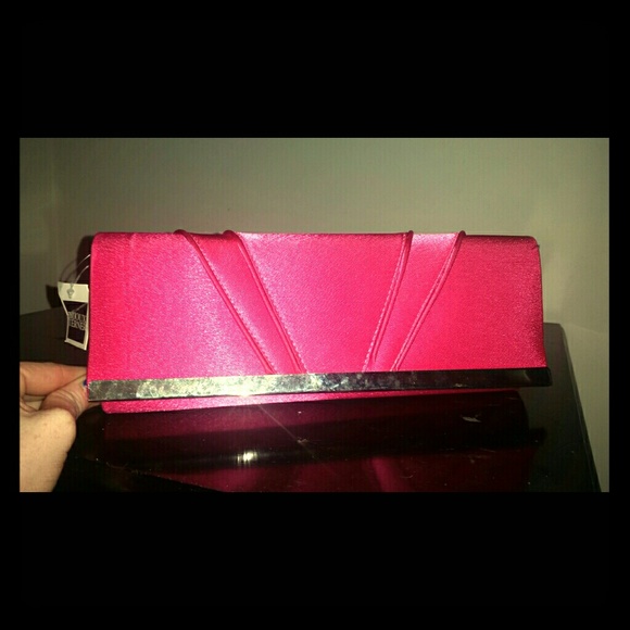 Hot Pink Satin Clutch - Picture 1 of 2