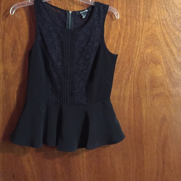 Black lace peplum top