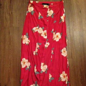 Minkpink Button front floral maxi skirt with slits