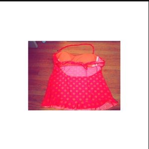 Pink with Orange polka dots bathing suit