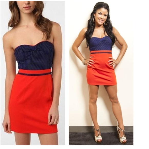 ❌SOLD❌ Silence + Noise Orange and Blue Dress