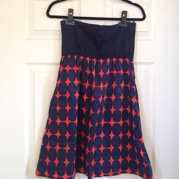 ❌SOLD❌ Judith March Strapless Navy/Orange Dress