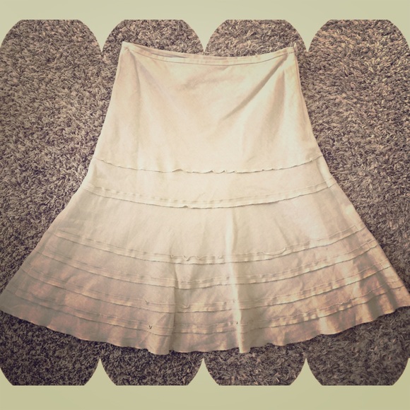 Dresses & Skirts - Khaki Beige Linen Skirt Size 10~EUC~