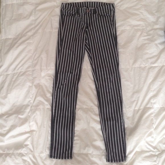 Black and White Stripe Skinny Jeans
