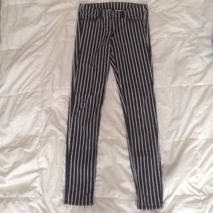 Black and White Stripe Skinny Jeans