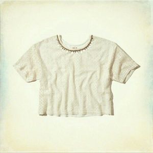 Hollister Beaded Lace Crop Top