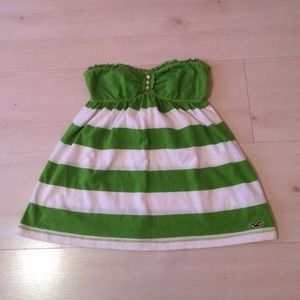 Strapless green and white top