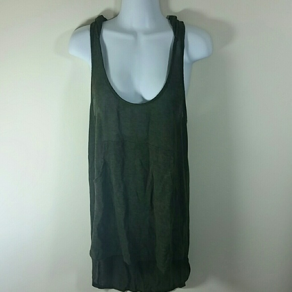 High low hooded tank pocket top