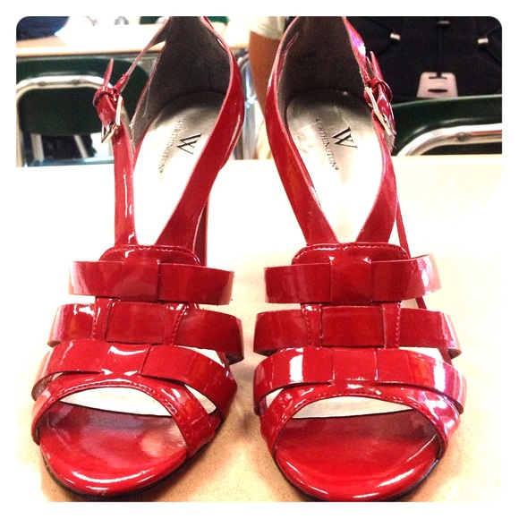 Red open toed heels