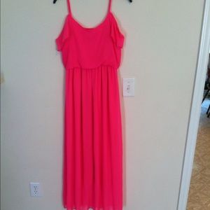 Neon Pink Cold Shoulder Maxi Dress