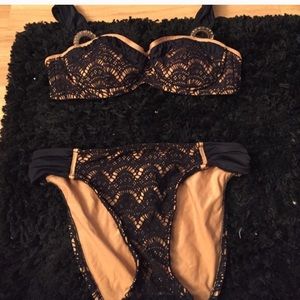 Betsey Johnson black lace bikini