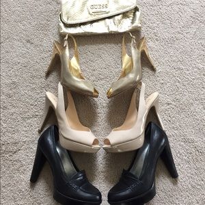 Guess heels, black and gold 8 1/2, nude 8