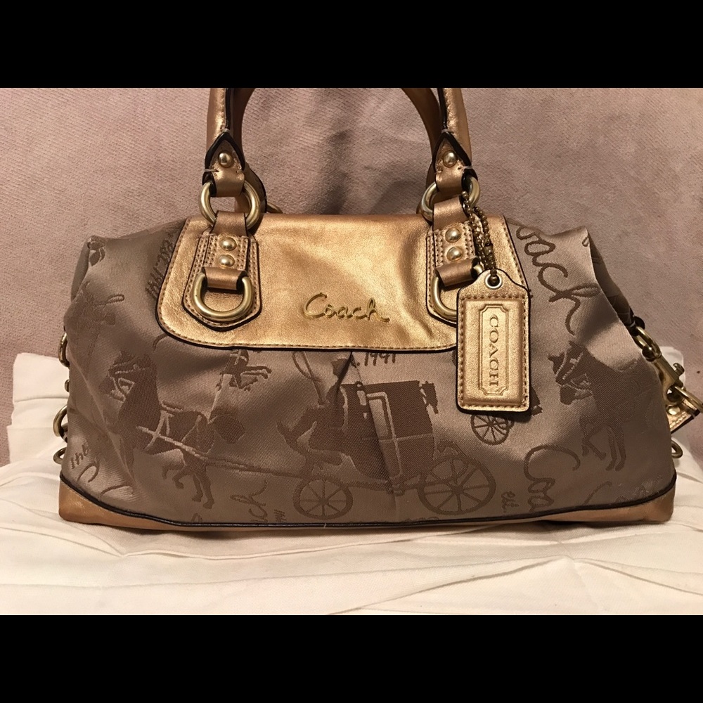 Coach gold horse carriage satchel