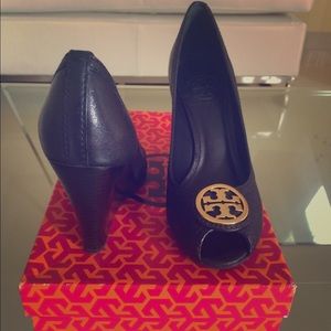 Tory Burch black wedged heels