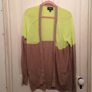 American Eagle neon yellow and brown sweater