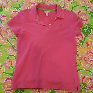 Lilly Pulitzer Hot Pink Polo Shirt Size Small