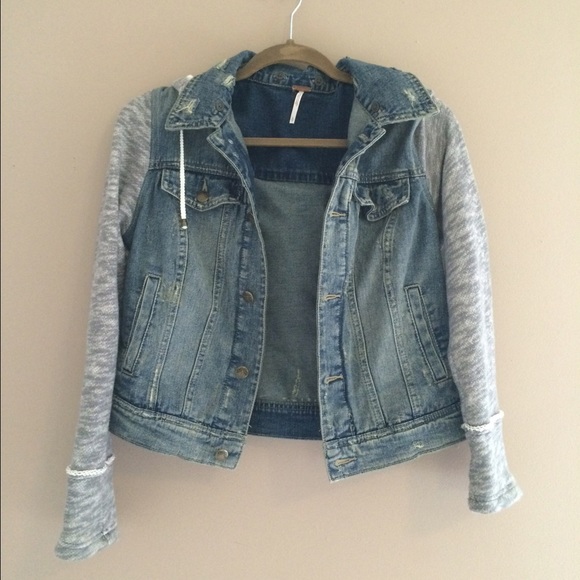 FP Knit hooded denim jacket