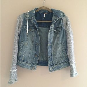 FP Knit hooded denim jacket