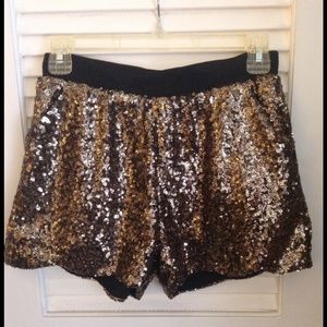 Gold sparkle shorts