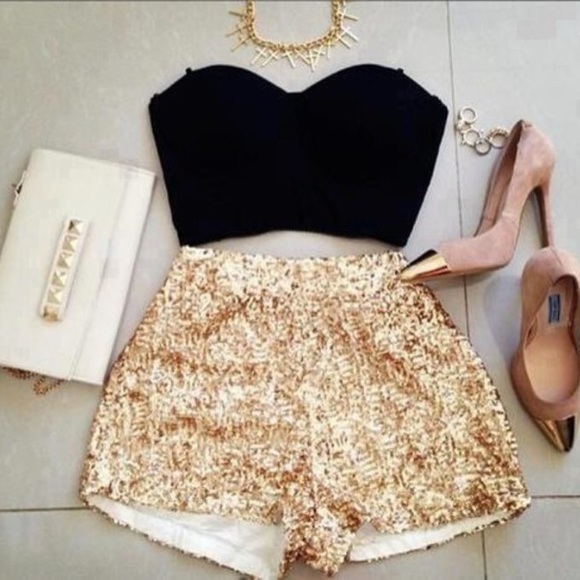 sparkly high waisted shorts