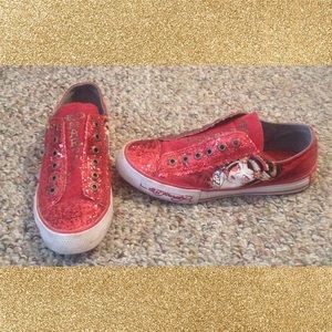Ed Hardy red sparkly sneakers