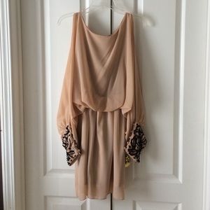 Romeo & Juliet Couture Nude Split-Sleeve Dress