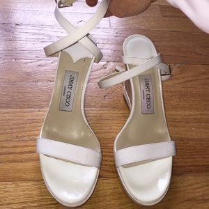Jimmy Choo white patent leather sandals