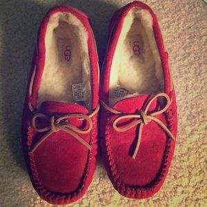 Red UGG mocassins