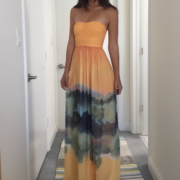 🚫SOLD🚫Ted Baker inky landscape strapless maxi