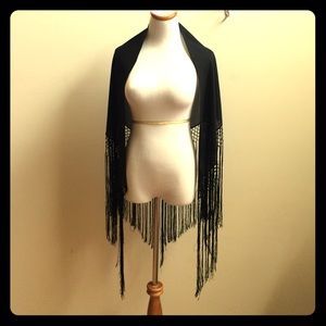 Black Fringe Shawl