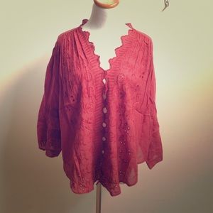 Free People Unique Red Top