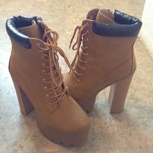 Chunky Lug Sole Wheat Heels