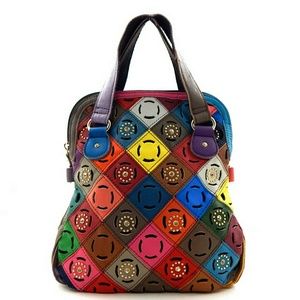 Multi Colored Genuine Leather Patchwork Handbag